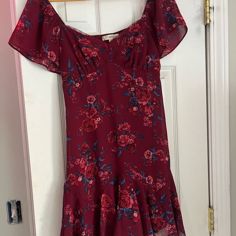 Rewind Burgundy Floral Mini Dress